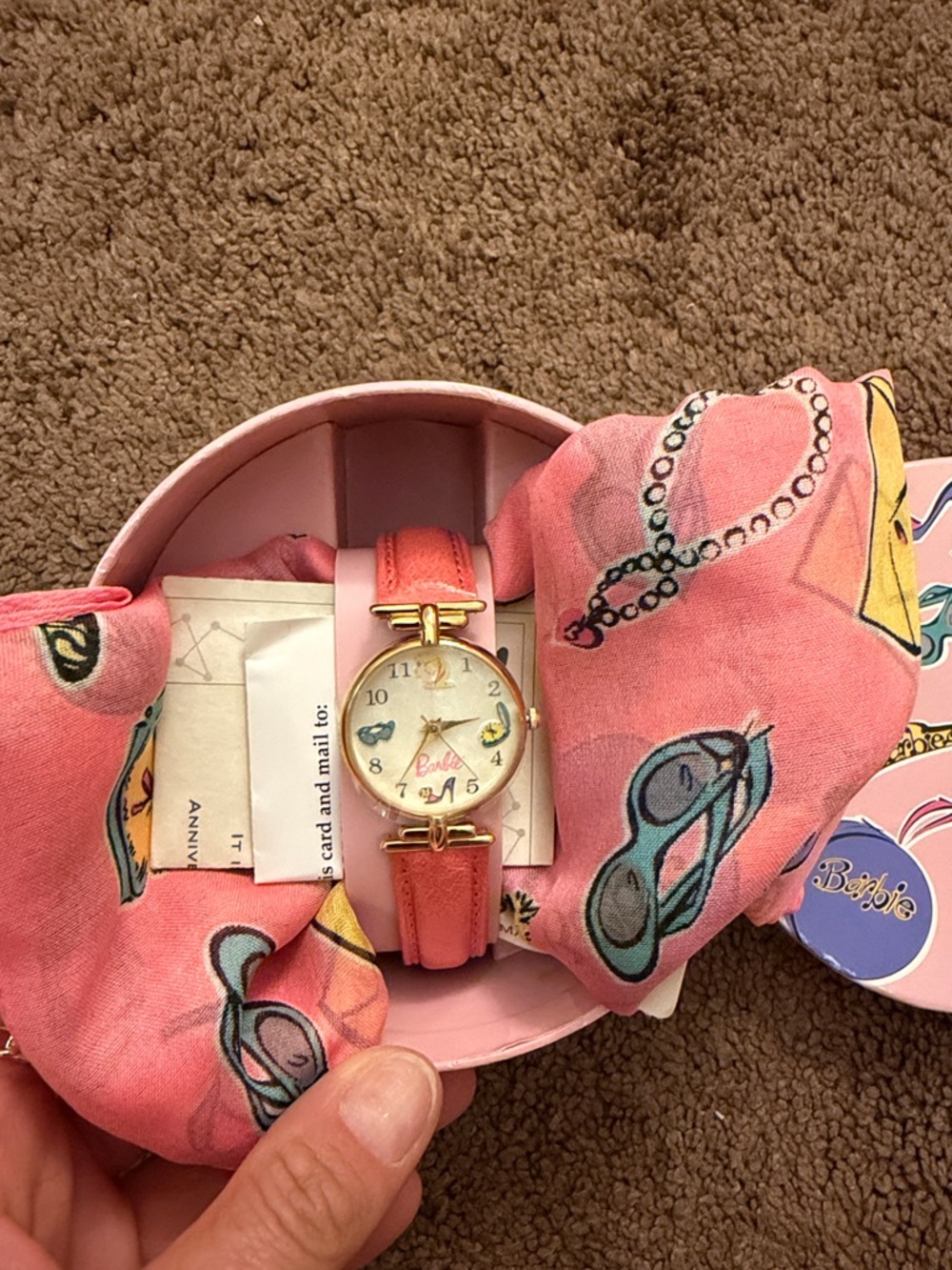 VINTAGE NEVER OPENED Barbie WATCH AND SCARF
